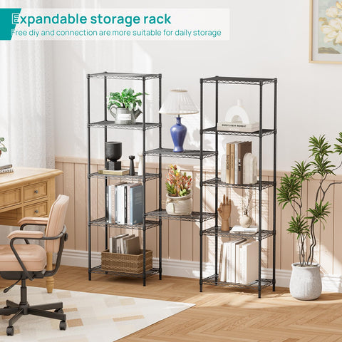 SINGAYE 6-tier shelf in entryway corner to illustrate space saving