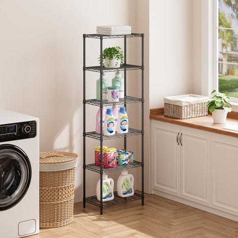 SINGAYE 6-tier shelf with adjustable spacing across rooms