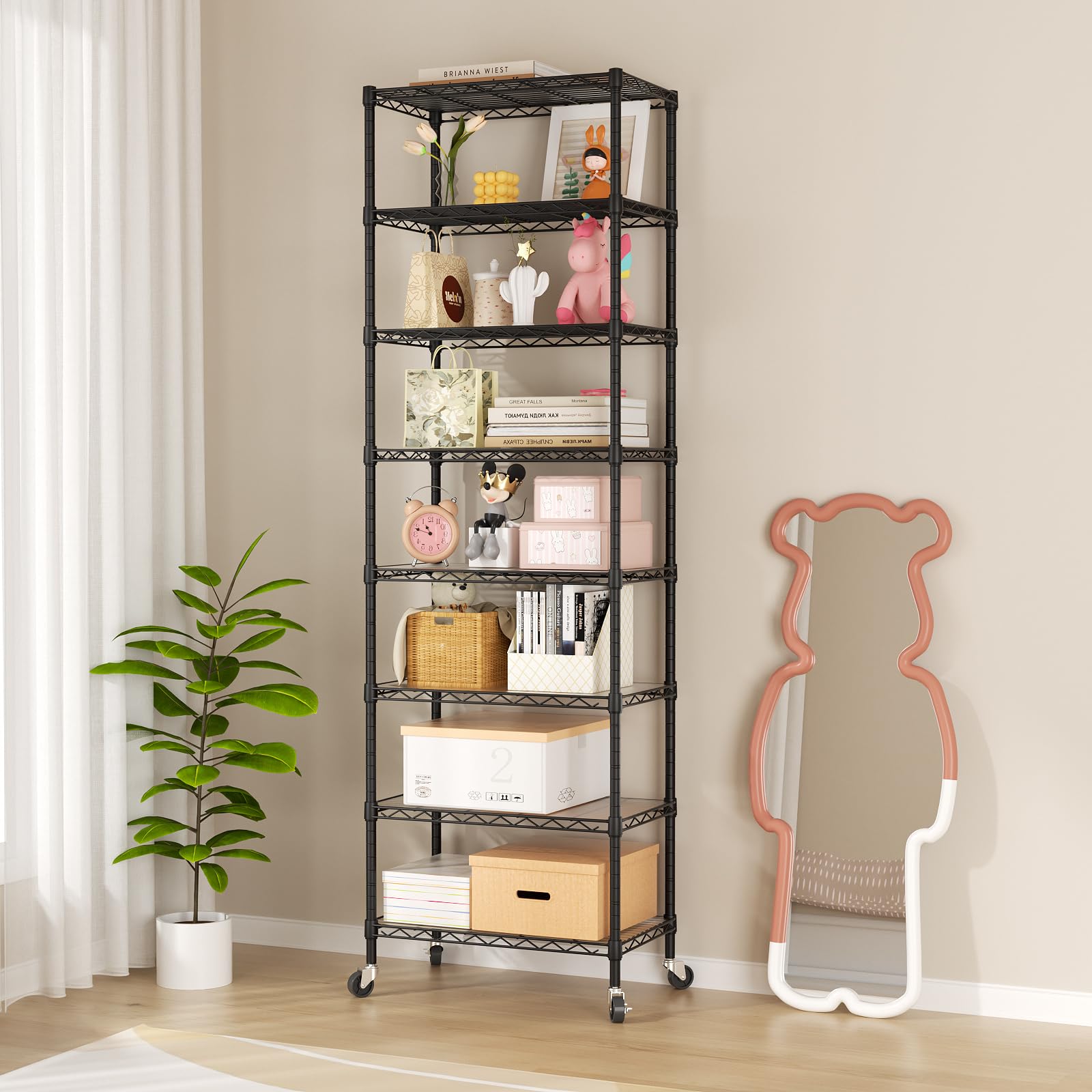 SINGAYE 8-tier shelf organizer kitchen storage setup.