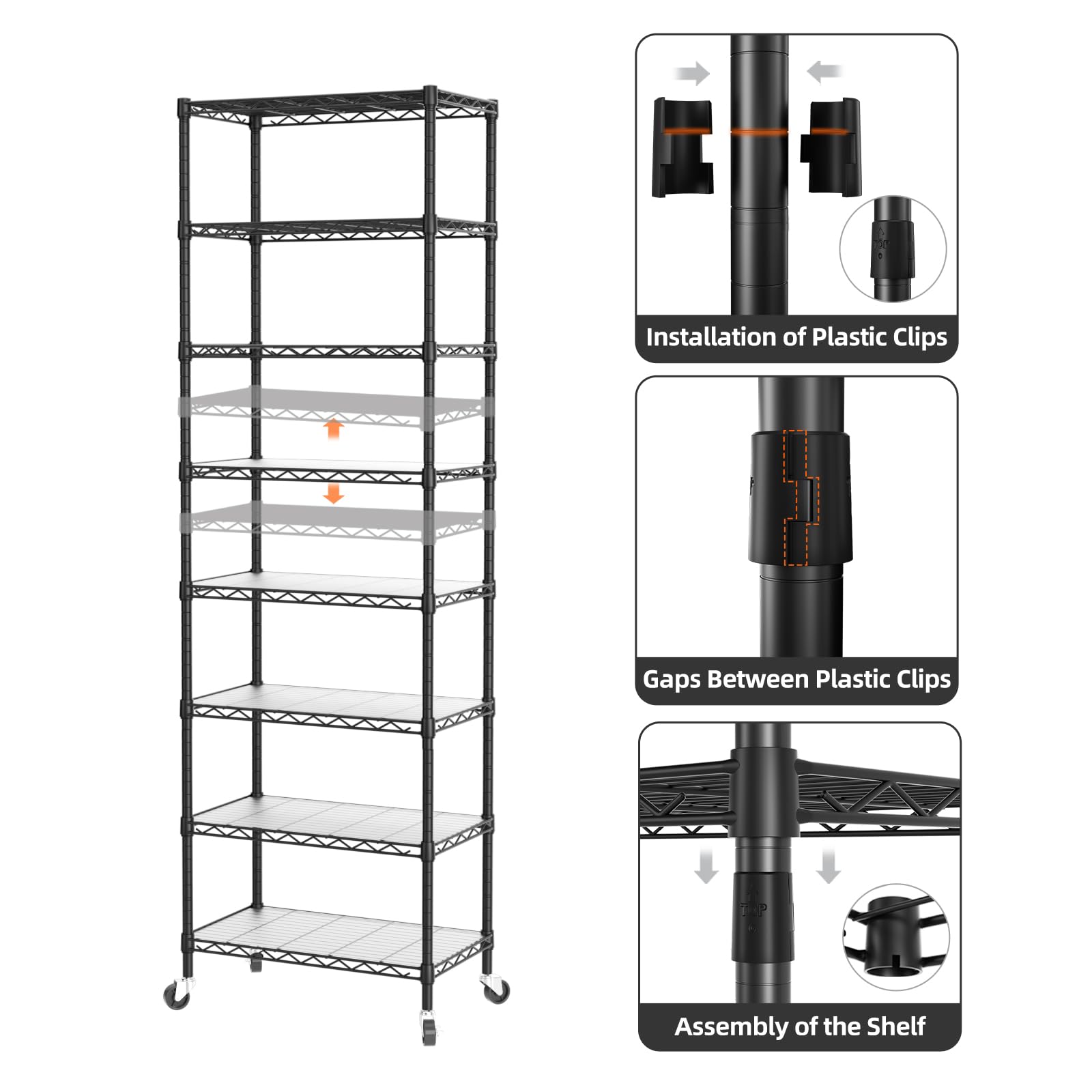 SINGAYE 8-tier shelf organizer rustproof coating.