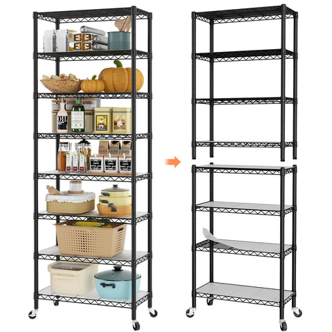 SINGAYE 8-tier shelf organizer side profile for pantry organization.