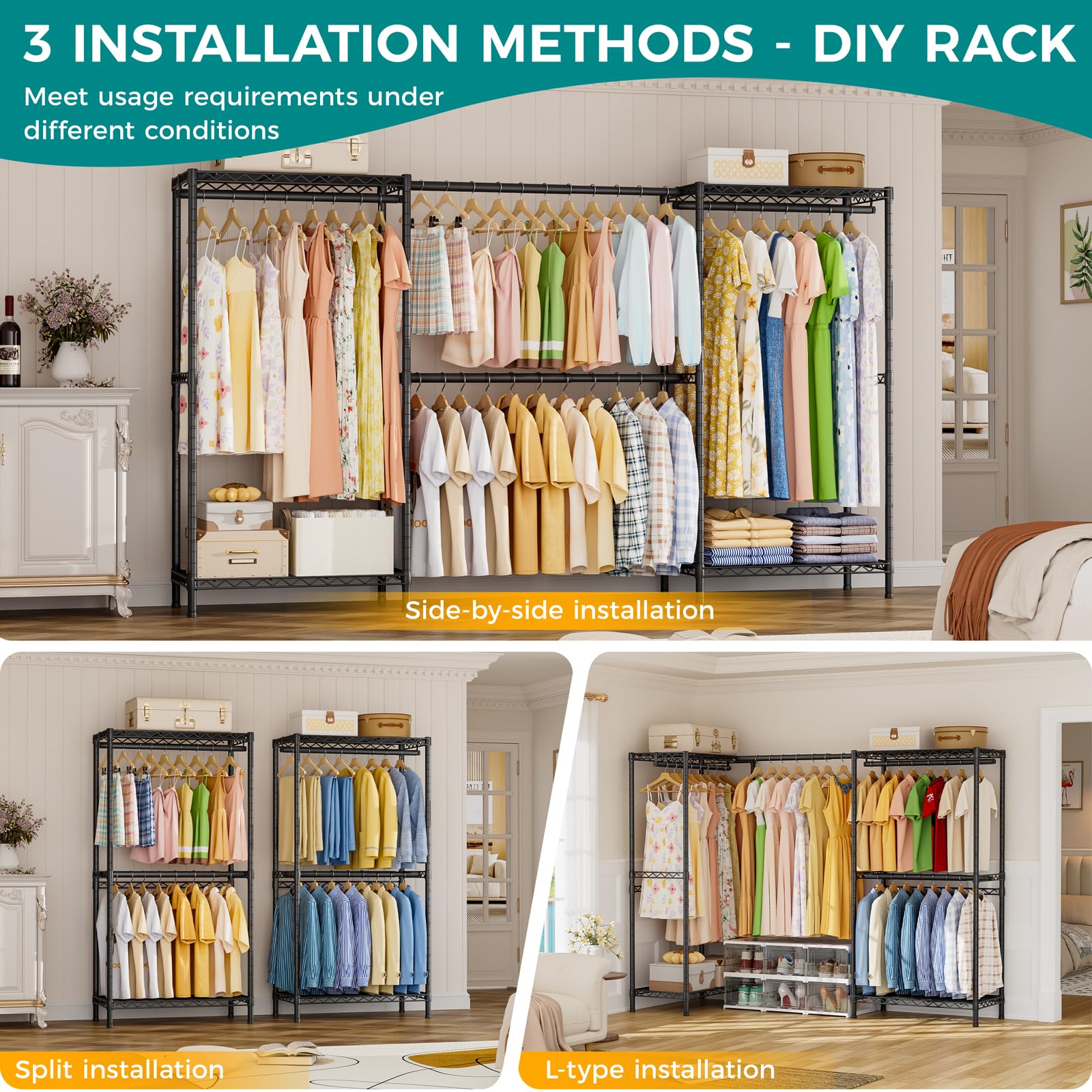 SINGAYE adjustable shelves closet system tailored for tops, bottoms, and accessories