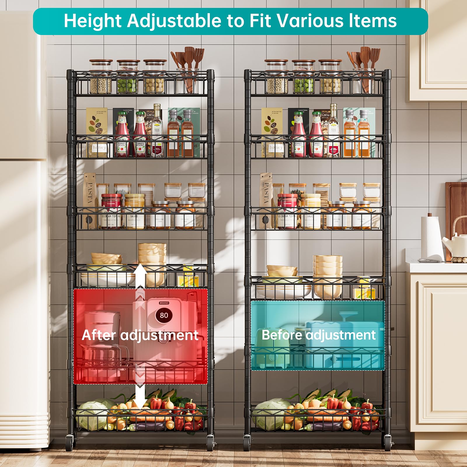 SINGAYE basket shelf with wheels for easy mobility
