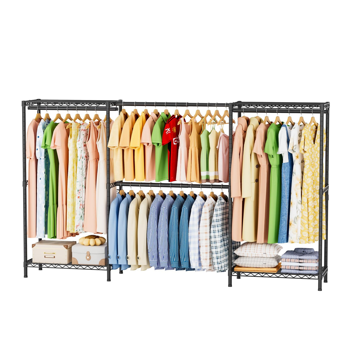 SINGAYE portable closet rack with adjustable shelves keeps clothes organized and accessible