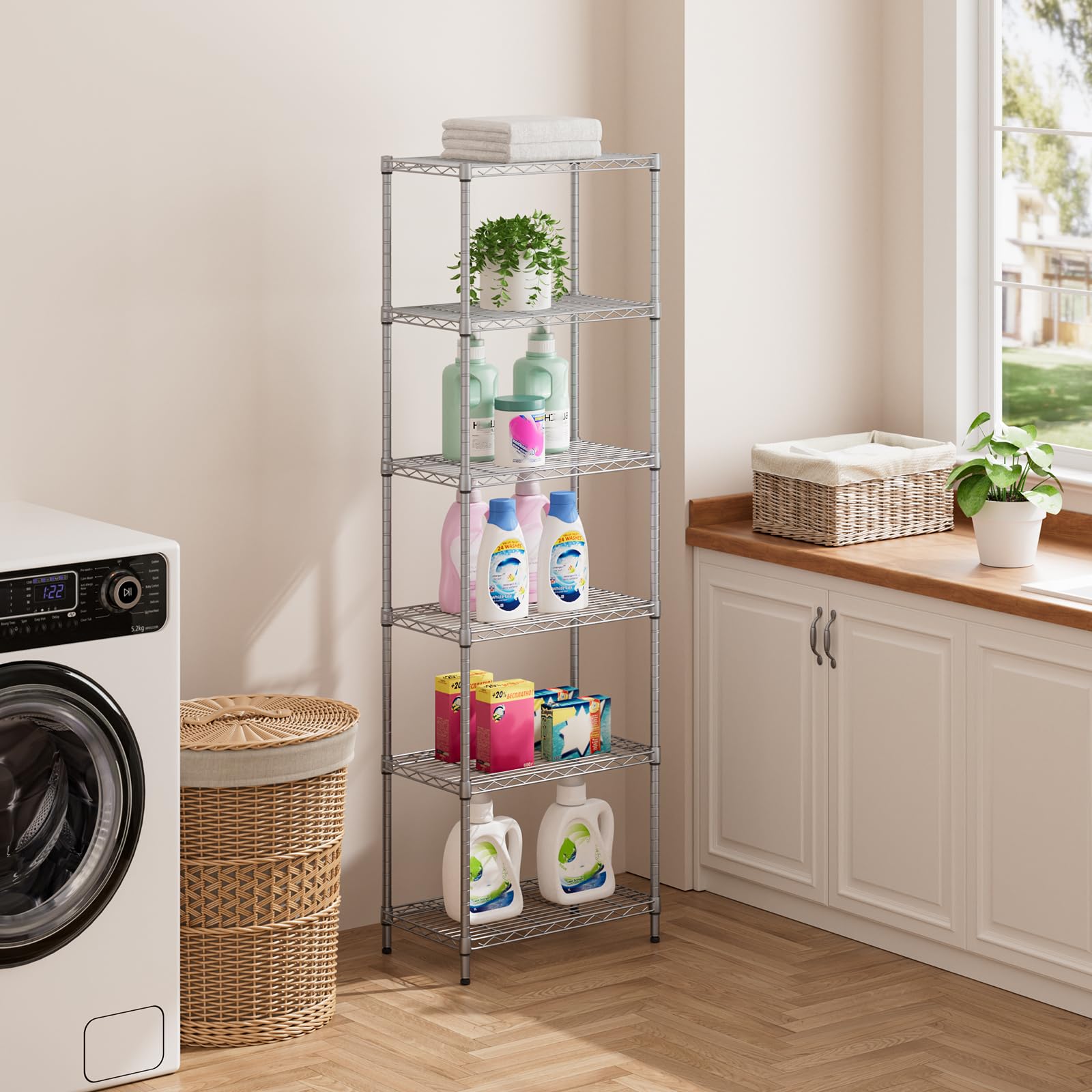 SINGAYE kitchen-bath-storage arrangement promotes compact organization.