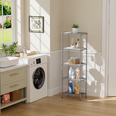 SINGAYE gray metal pantry unit blends with modern kitchens.