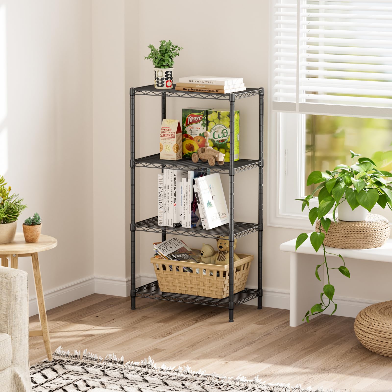 Reliable 4-tier design maximizes vertical storage in busy spaces.