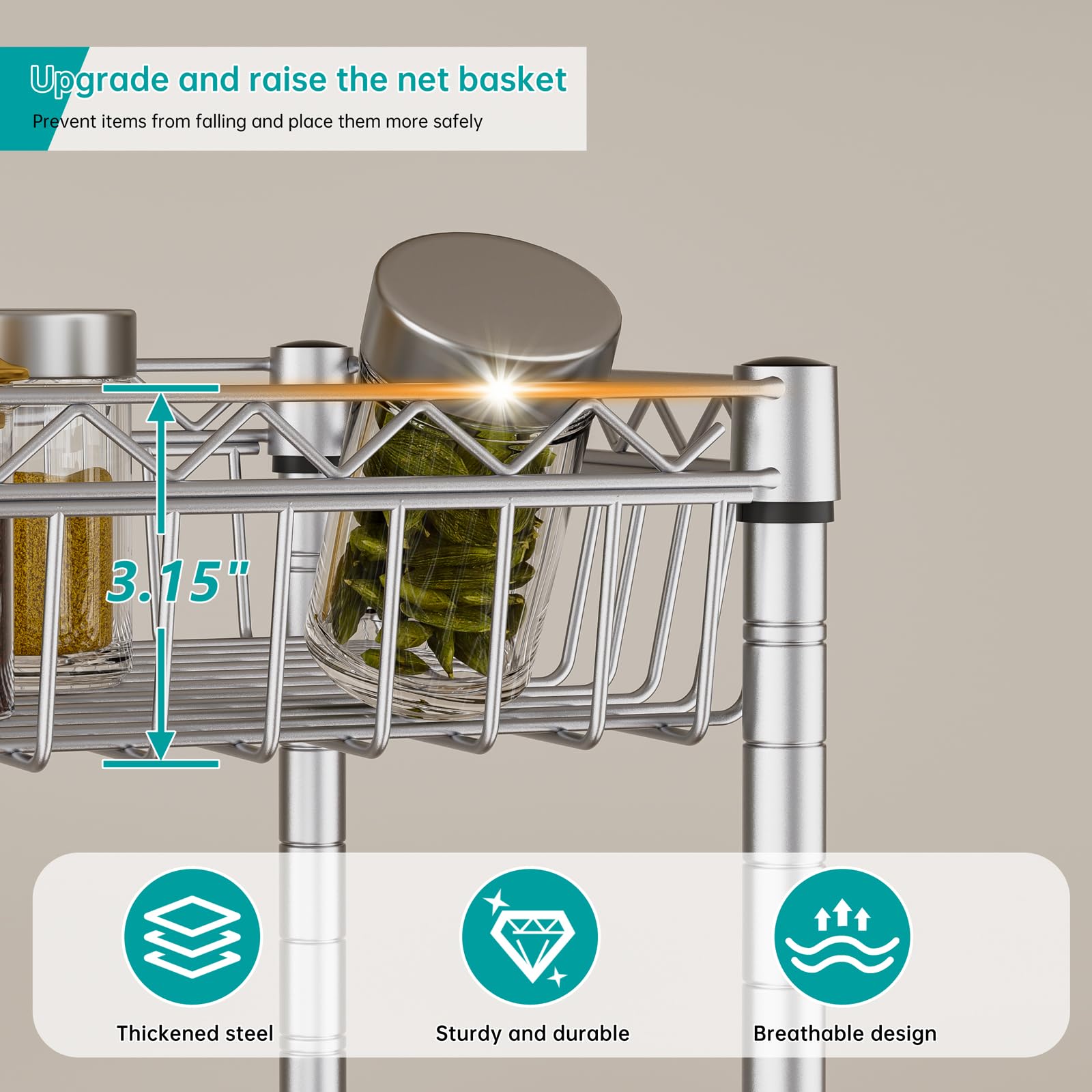 SINGAYE metal mesh baskets keep items secure and visible