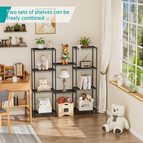 SINGAYE adjustable mesh shelves allow easy height changes for diverse items.