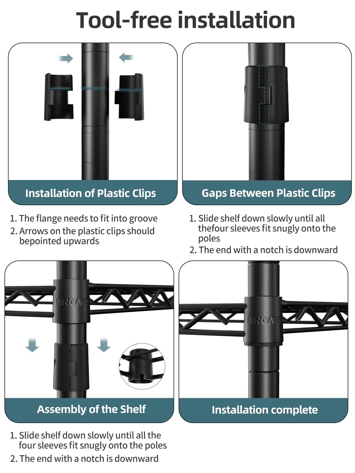 SINGAYE tall storage rack in black fits kitchens, laundry, and closets.