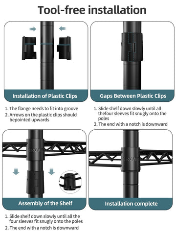 SINGAYE tall storage rack in black fits kitchens, laundry, and closets.