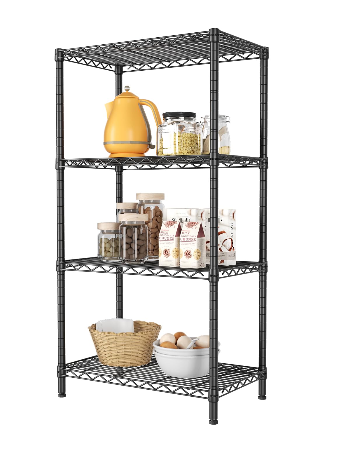 SINGAYE shelving keeps closets tidy and items easy to reach.