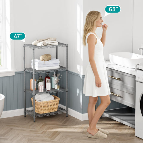 SINGAYE pantry shelving unit maximizes vertical storage in compact spaces.
