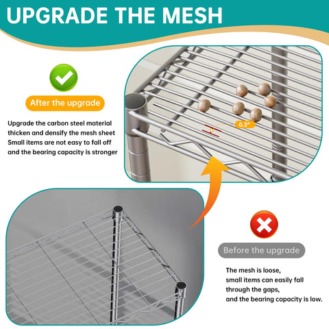 SINGAYE rustproof coating keeps metal shelves looking new in kitchen or bathroom.
