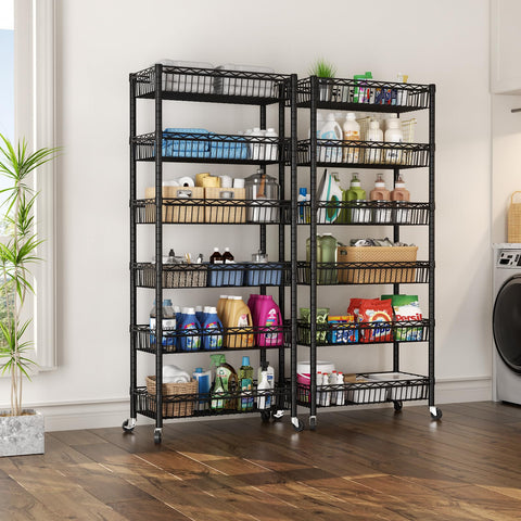 SINGAYE closet organizer displays baskets and small items neatly.