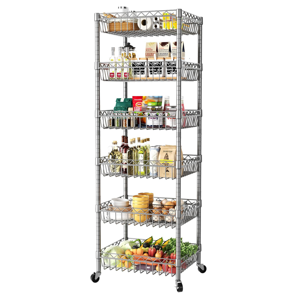SINGAYE shelf storage wire shelving with metal mesh baskets and clear visibility