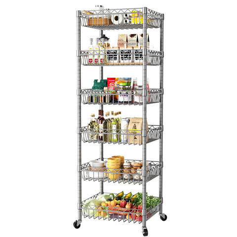 SINGAYE shelf storage wire shelving with metal mesh baskets and clear visibility