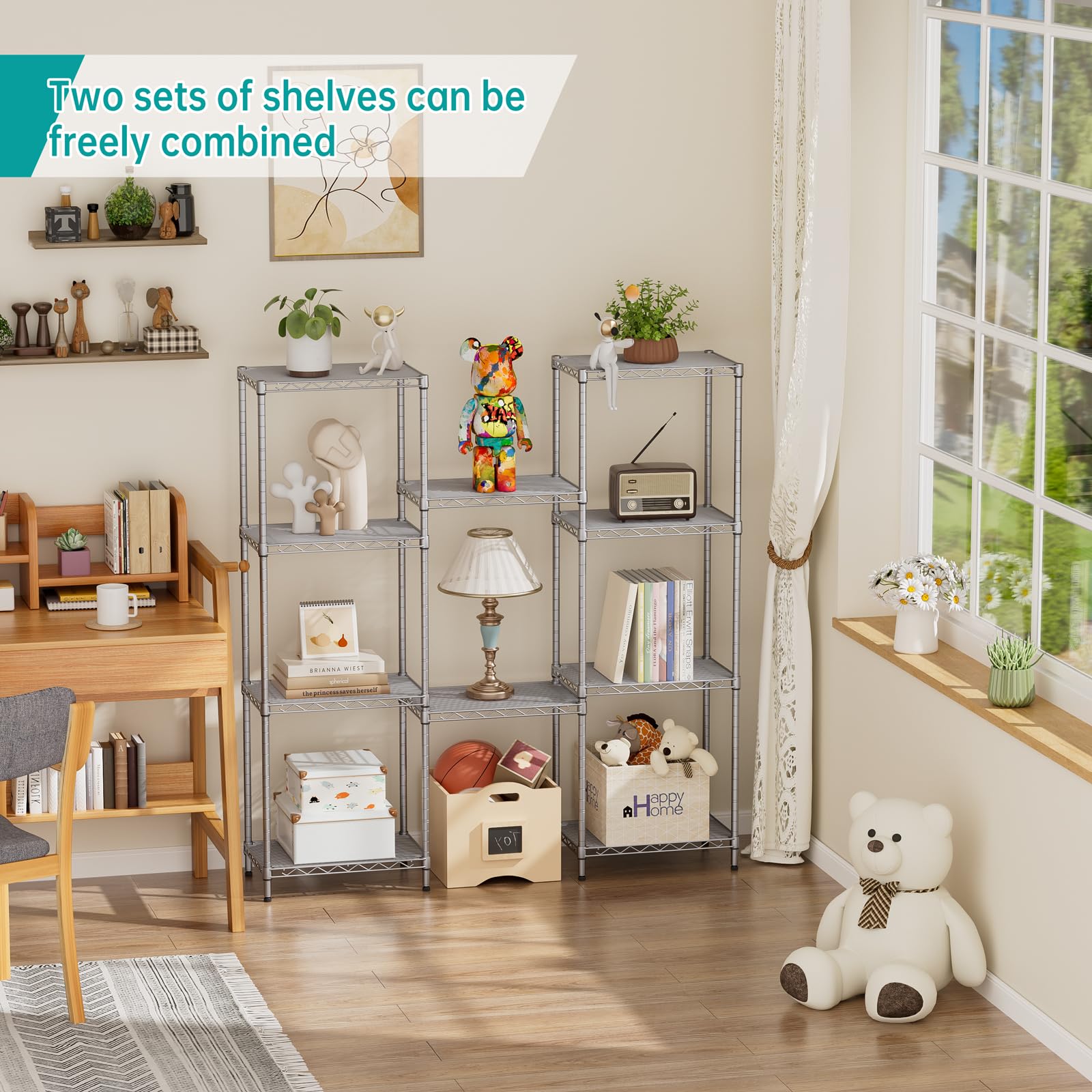 SINGAYE tight-weave mesh prevents small items from slipping through shelving.
