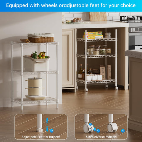 SINGAYE shelving with wheels for easy mobility around the home.