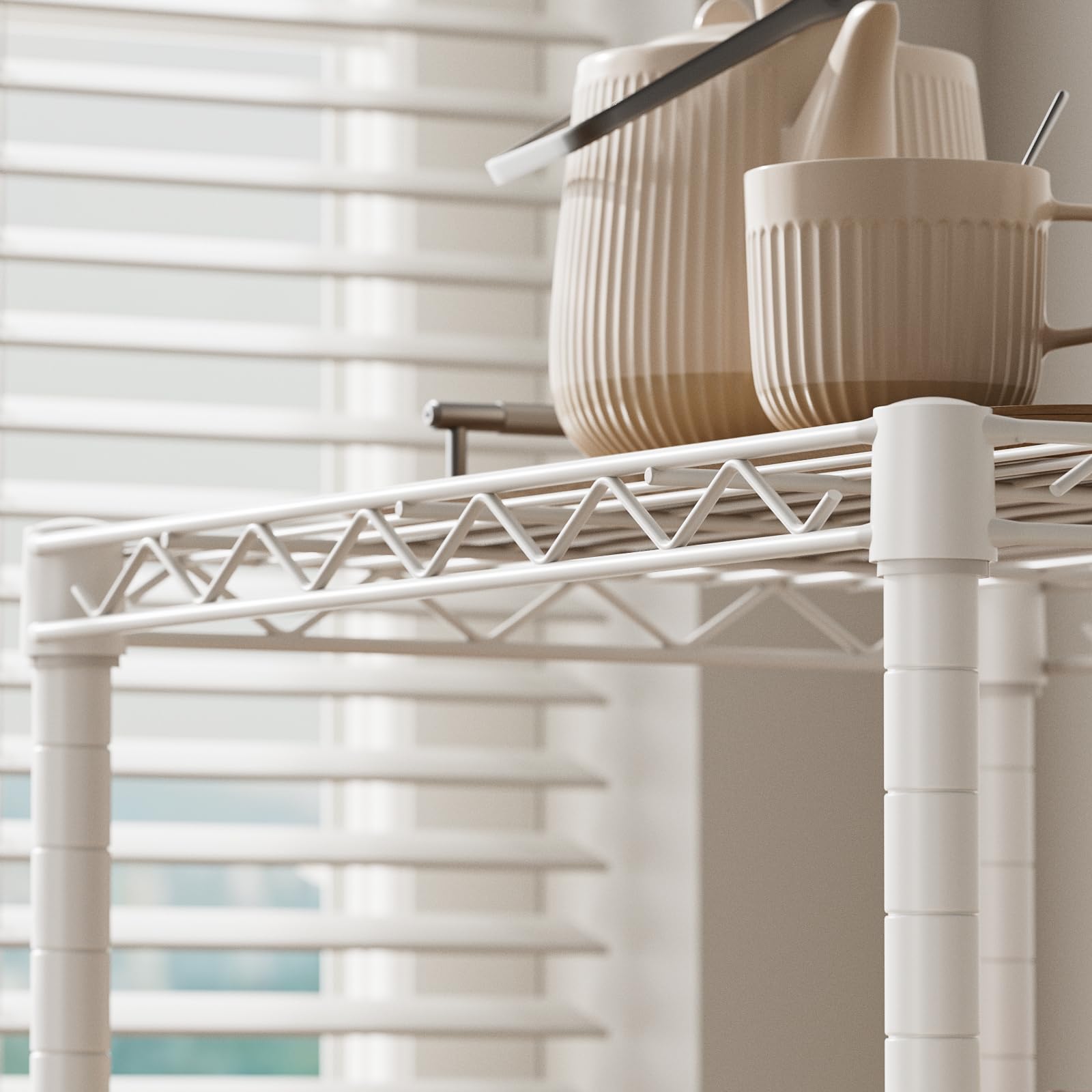 SINGAYE white finish adds a clean, modern look to storage areas.