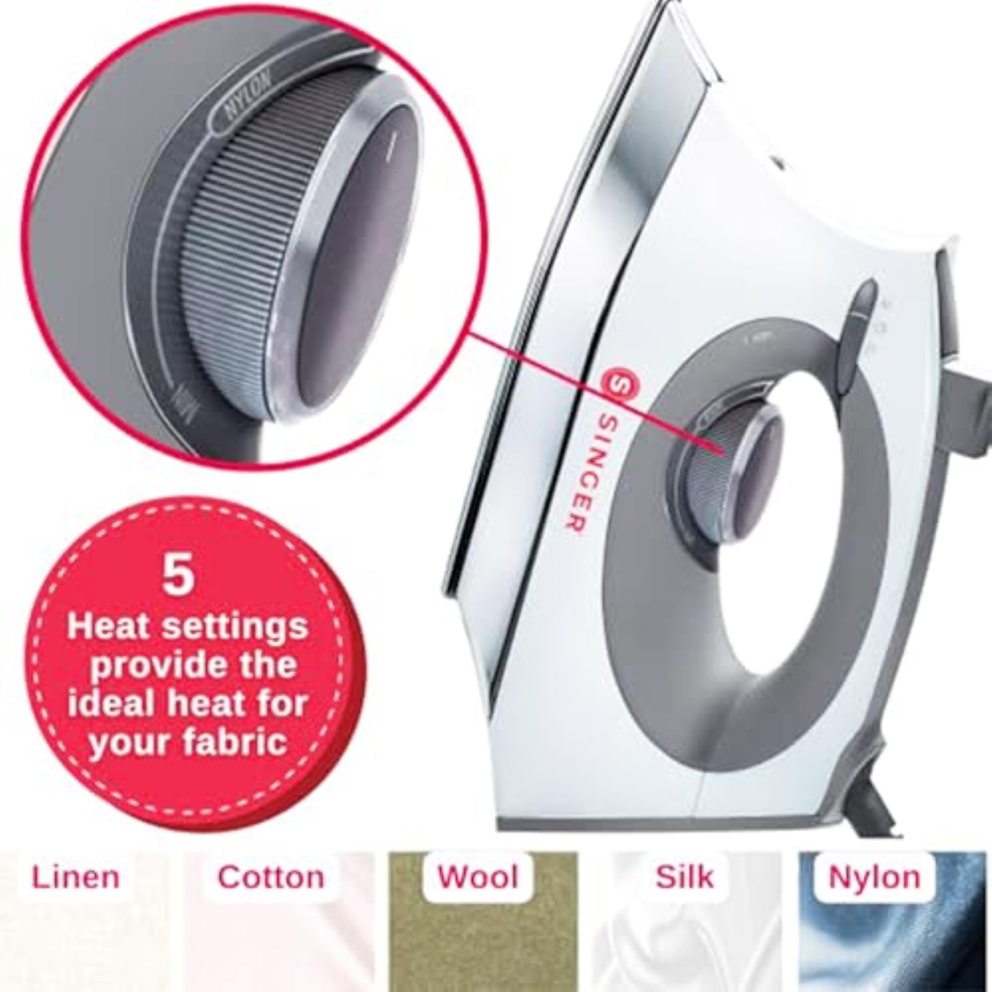 SINGER SteamCraft iron ergonomic handle designed for comfortable use.