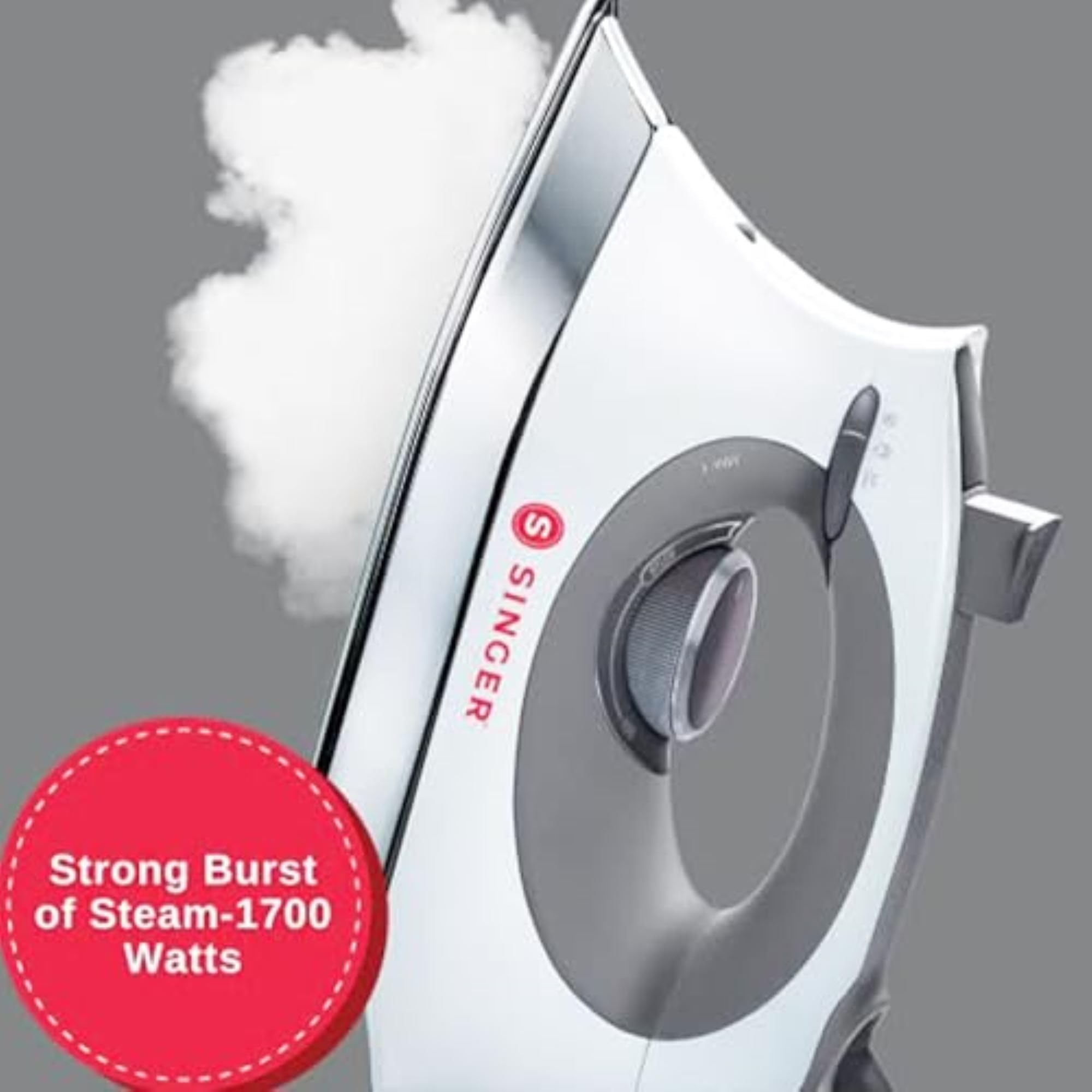 SINGER SteamCraft iron featuring a stainless steel soleplate for smooth gliding.