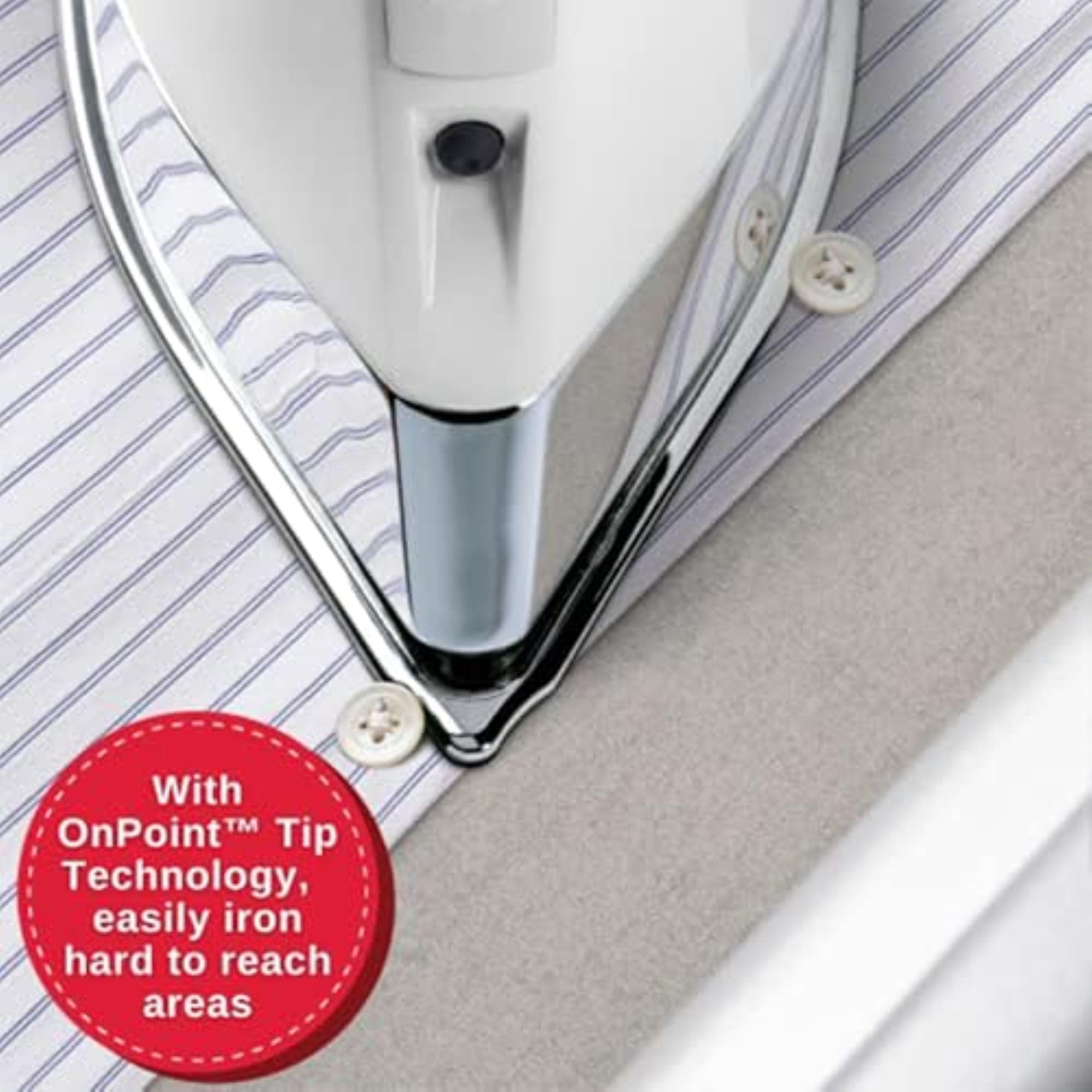SINGER SteamCraft iron delivering vertical steam to smooth large fabric sections.