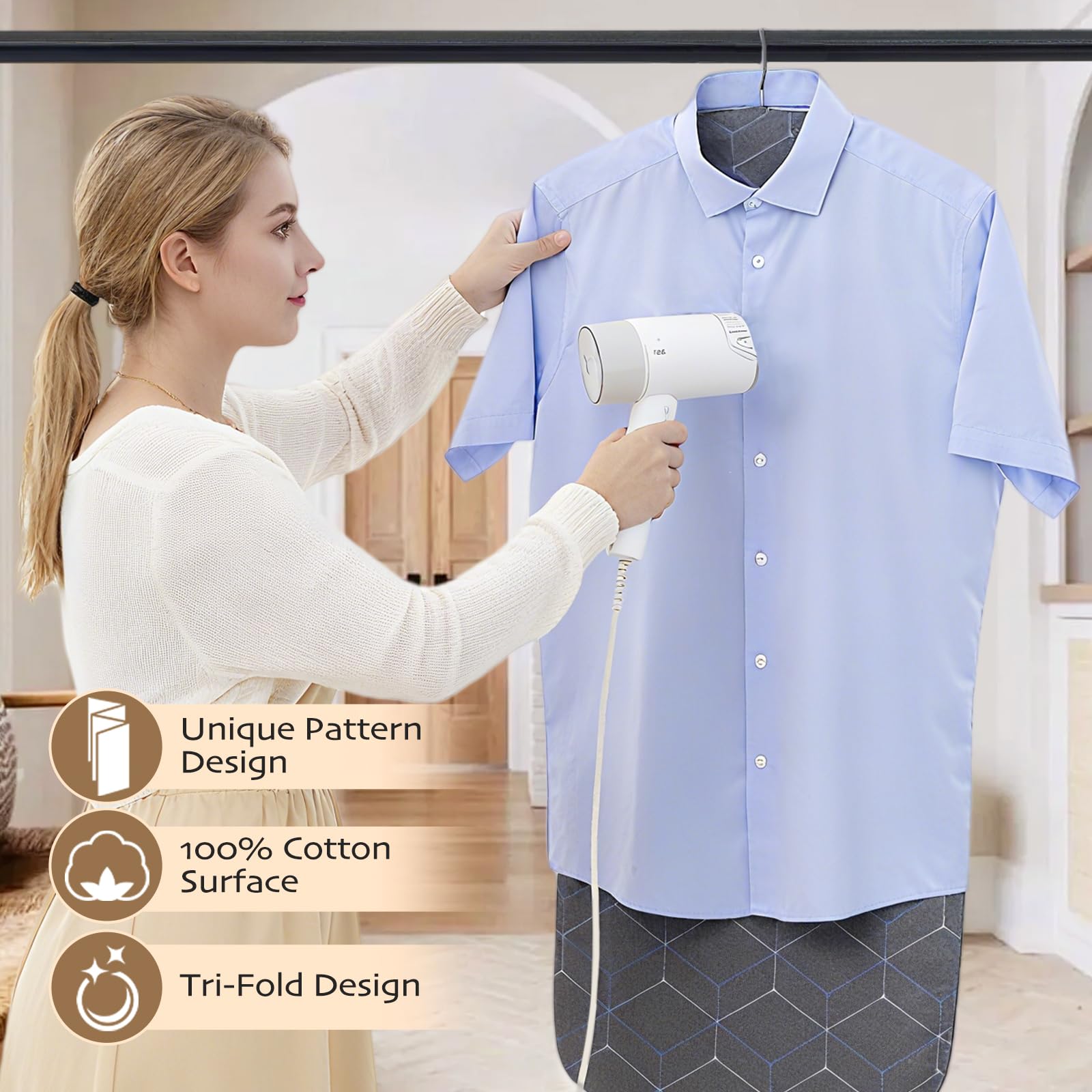 Singpotool foldable ironing mat folded design shows compact storage and space-saving