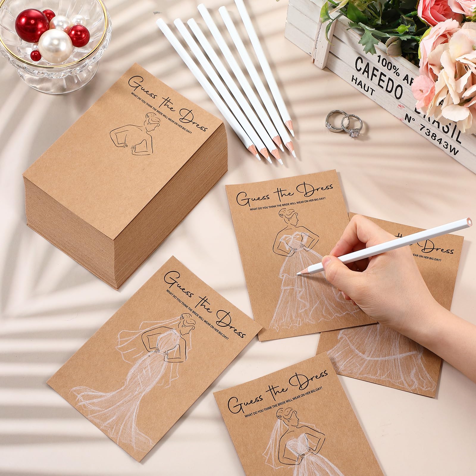 Sinload 60-card set for the Guess the Dress game at weddings