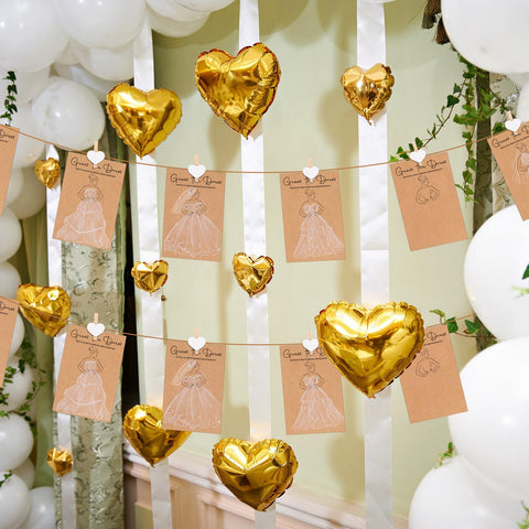 Sinload bridal games on-site: cards doubling as decorations and keepsakes.