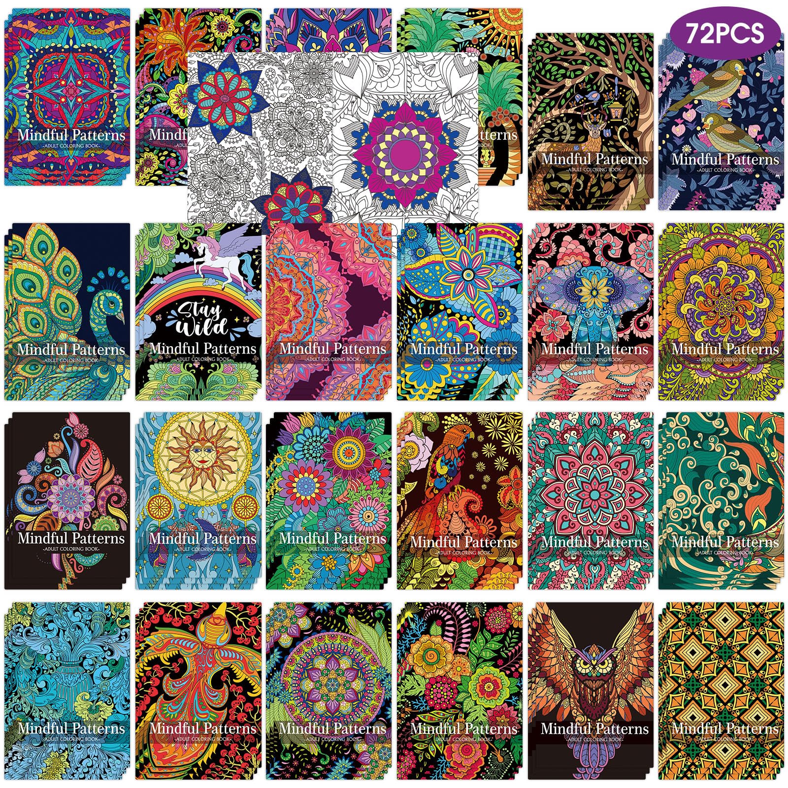 Sinload mindful coloring set with 72 pages in a compact bundle for portable coloring sessions
