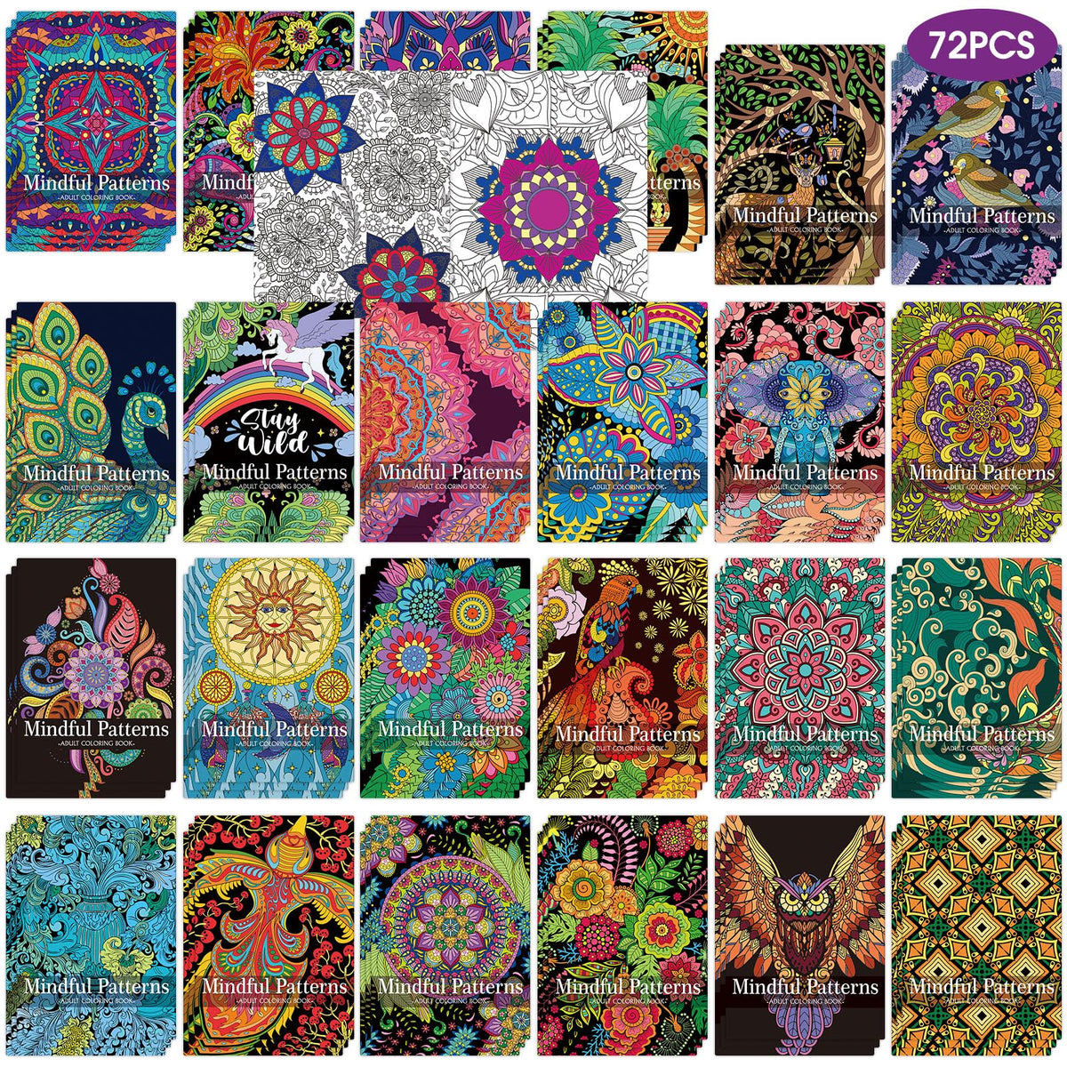 Sinload mindful coloring set with 72 pages in a compact bundle for portable coloring sessions