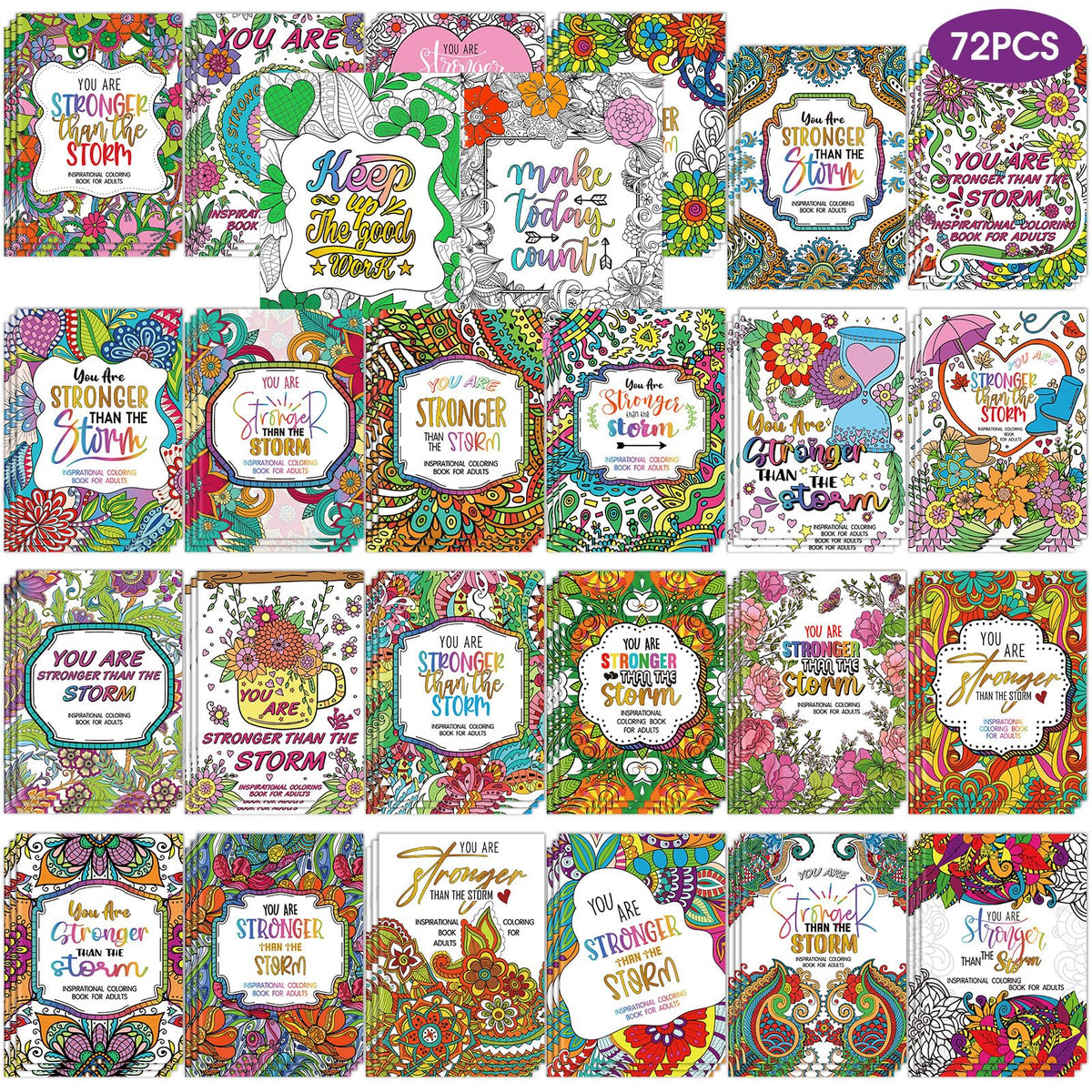 Sinload motivation coloring kit packaging shows 72 pieces for easy gifting