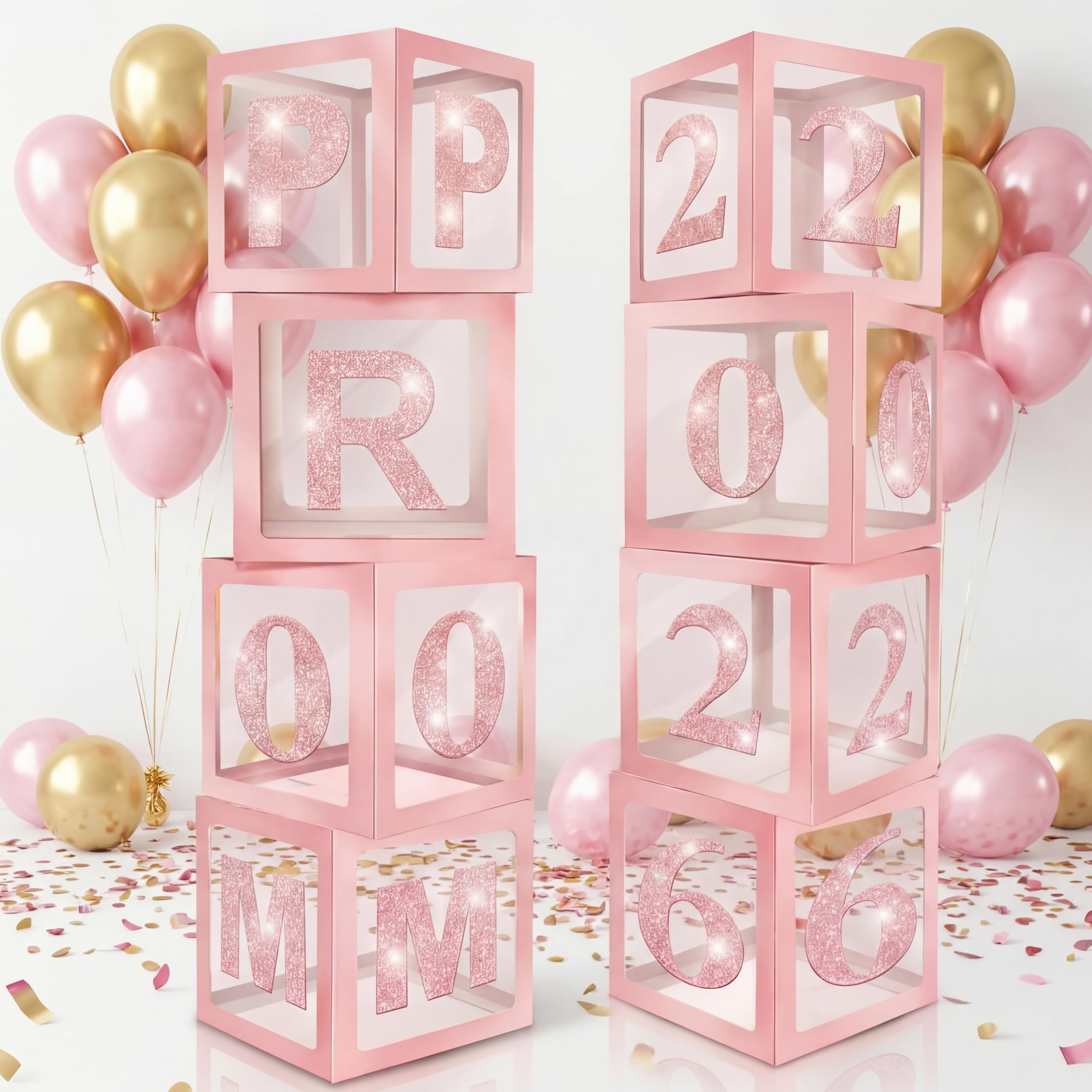 Sinmoe eight-piece pink prom boxes for tabletop decor