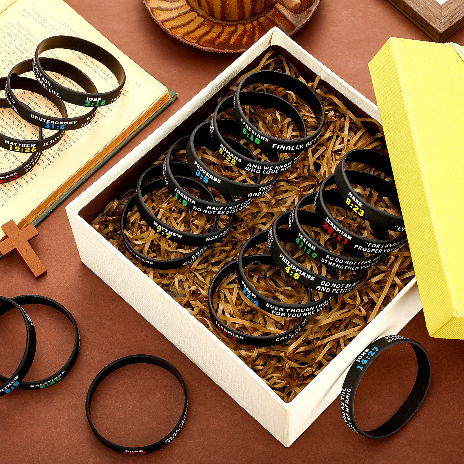 Sinmoe Bible Verse Bracelet 20-pattern set for versatile gifting.