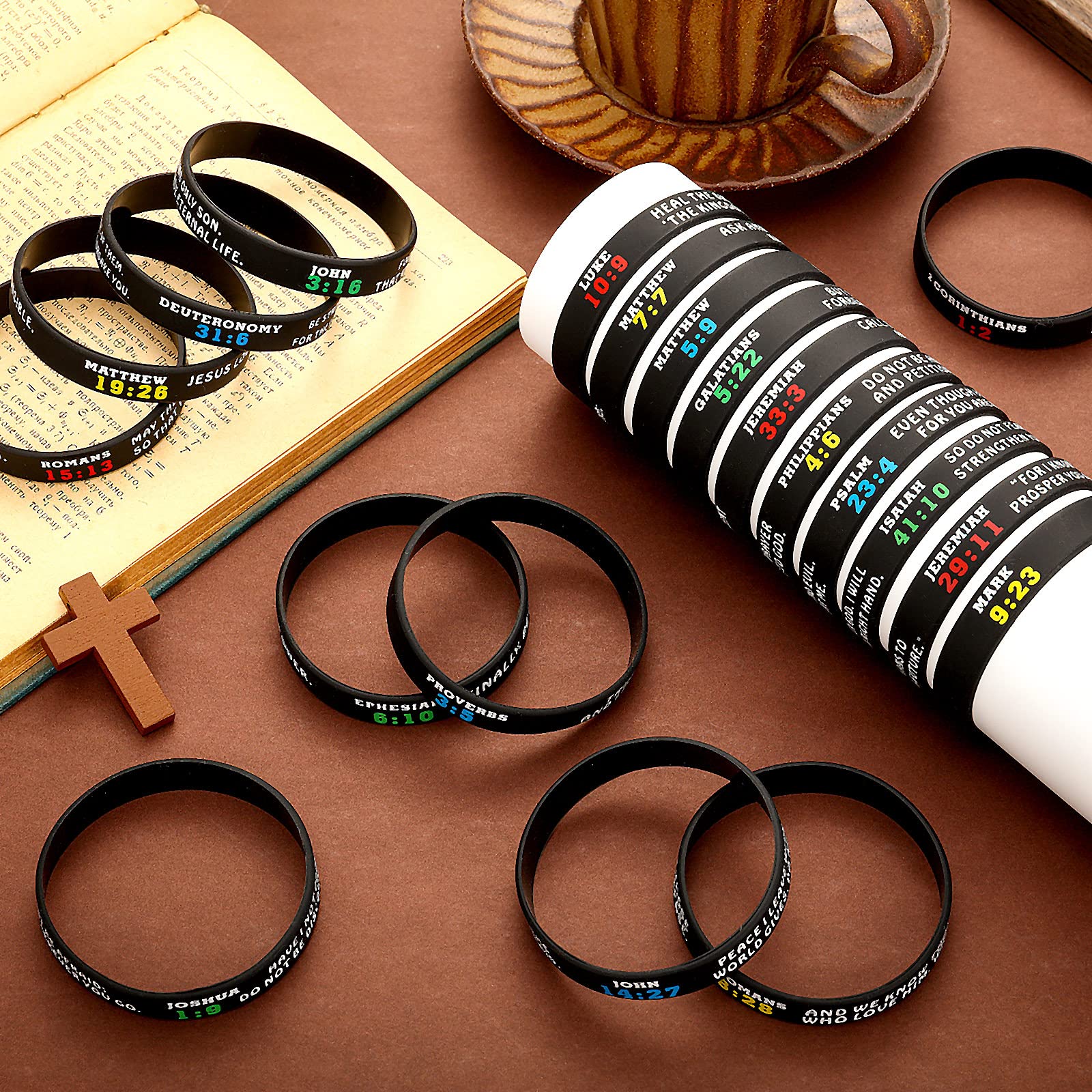 Sinmoe Bible Verse Bracelet various patterns pack for party favors and faith prompts.