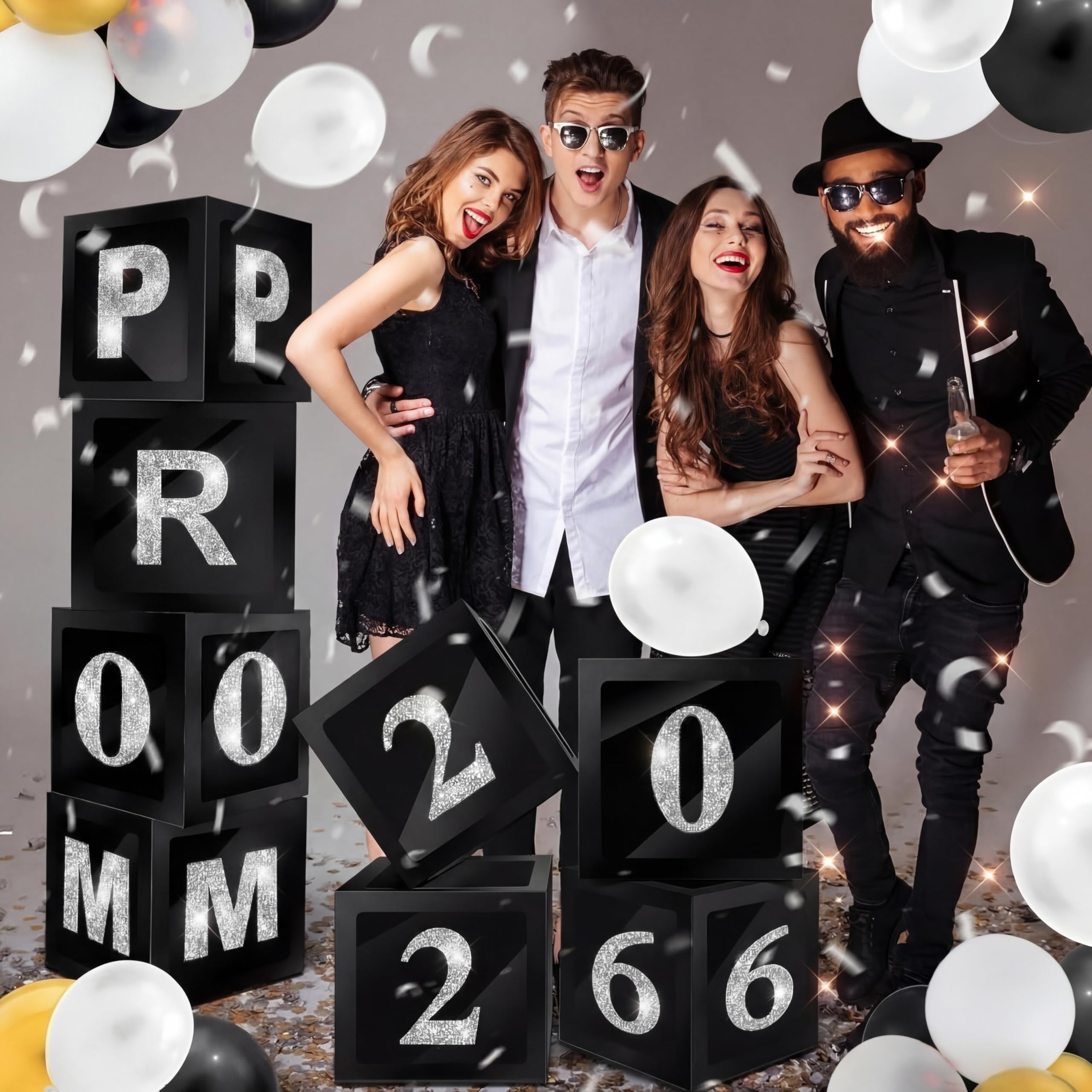 Sinmoe black-silver prom decor set with elegant color