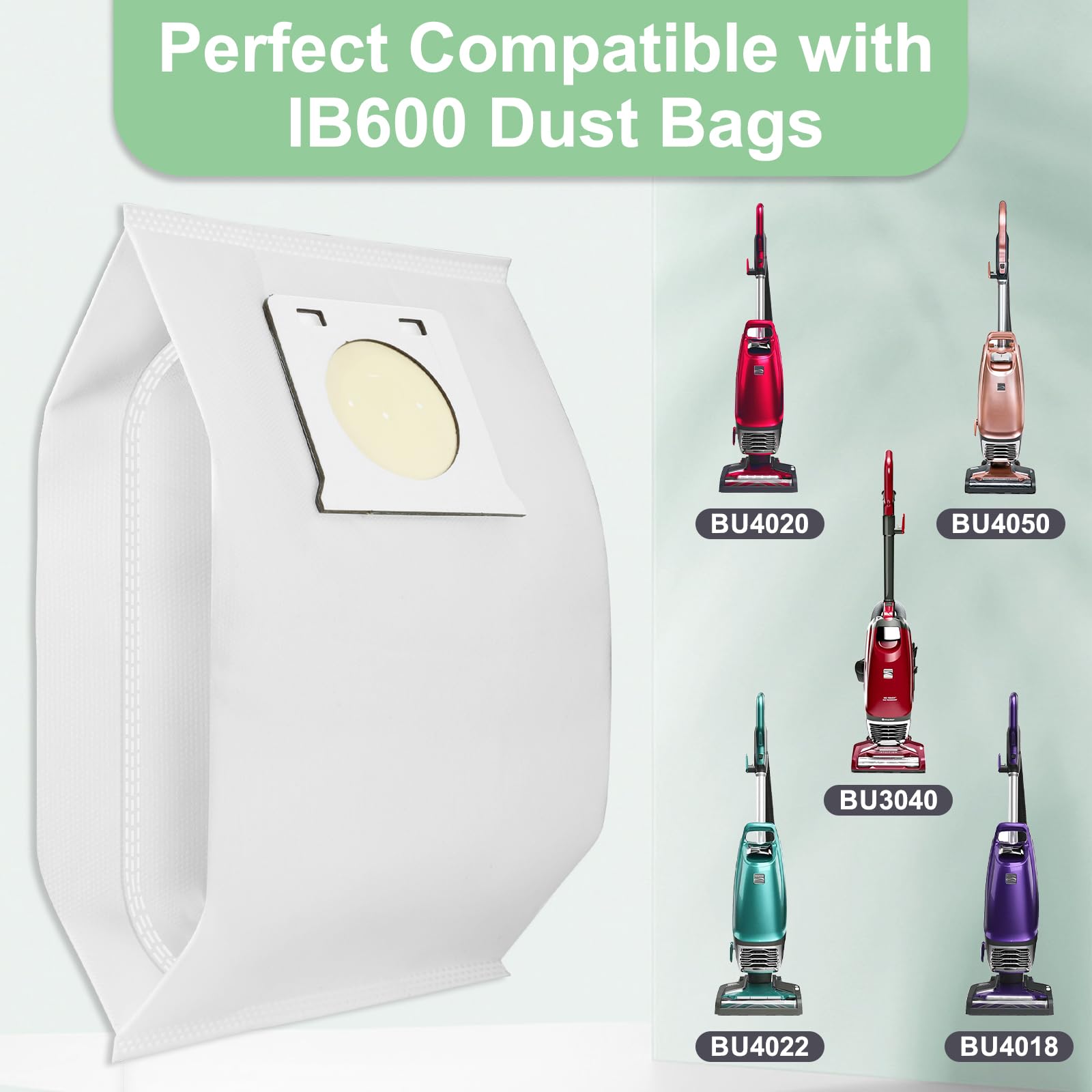 Sinnya IB600 bag side view highlighting model compatibility with Kenmore Intuition BU4020.