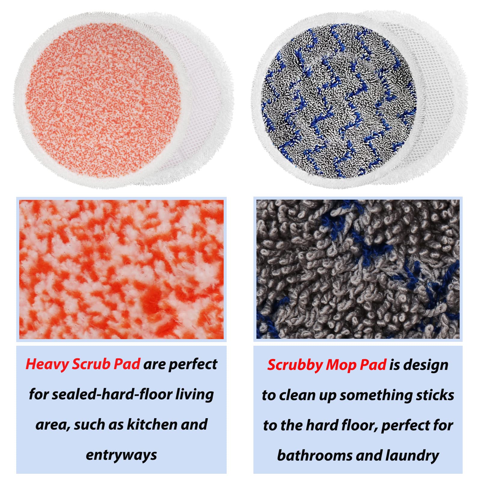 Sinnya scrubby mop pad removes stuck-on grime from kitchens and bathrooms with ease.