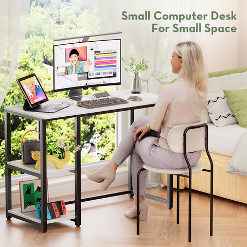 SINPAID 40-inch desk shelves closeup illustrating integrated storage.