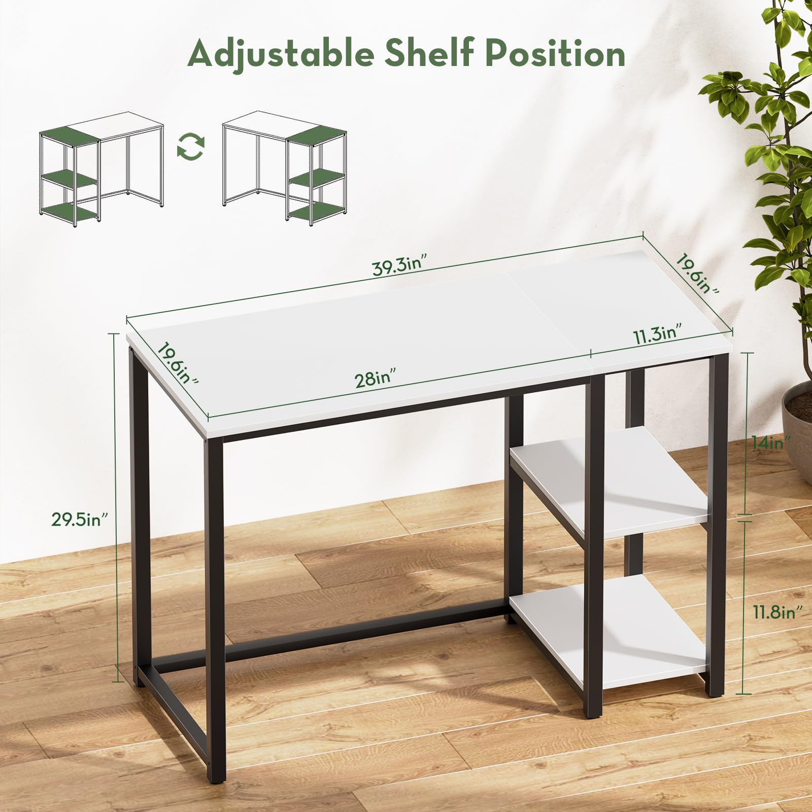 SINPAID 40-inch desk side view showing slim profile for small spaces.