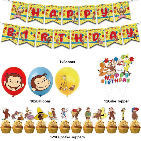 Sinrier Curious George balloons add playful safari vibe to celebrations.