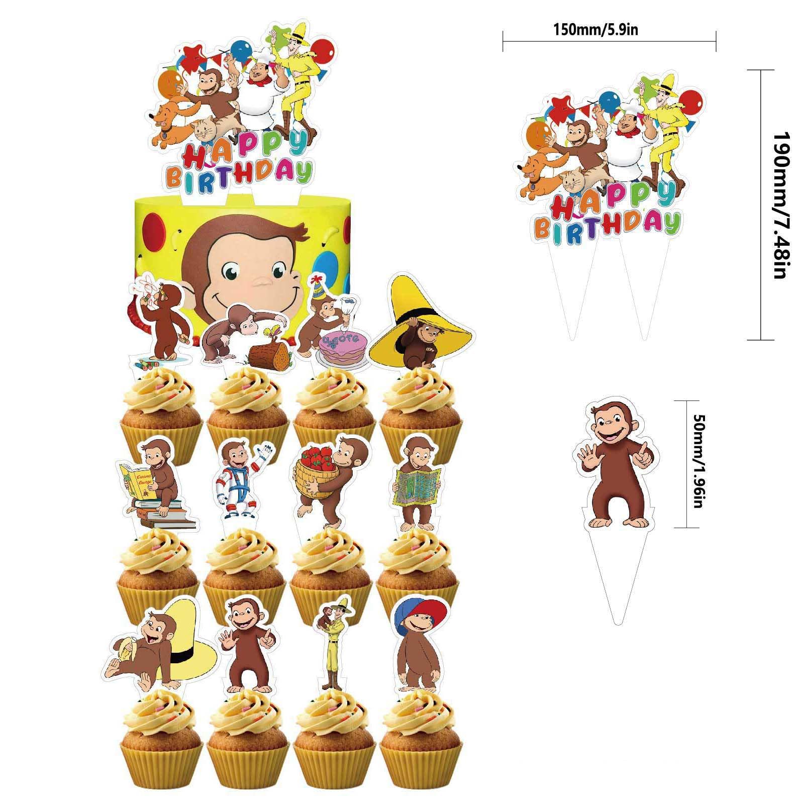 Sinrier Curious George cake decoration creates a focal centerpiece.