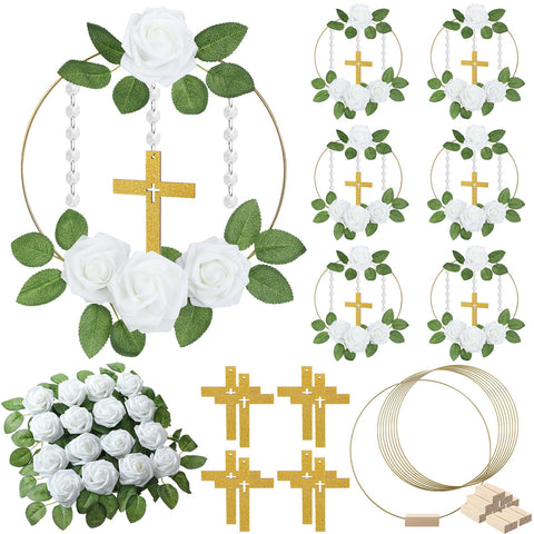Sintuff baptism centerpiece ring in gold provides an elegant focal point for tables.