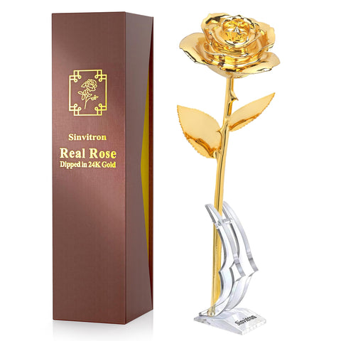 Sinvitron Gold Dipped Rose full rose displays lasting beauty for gifting