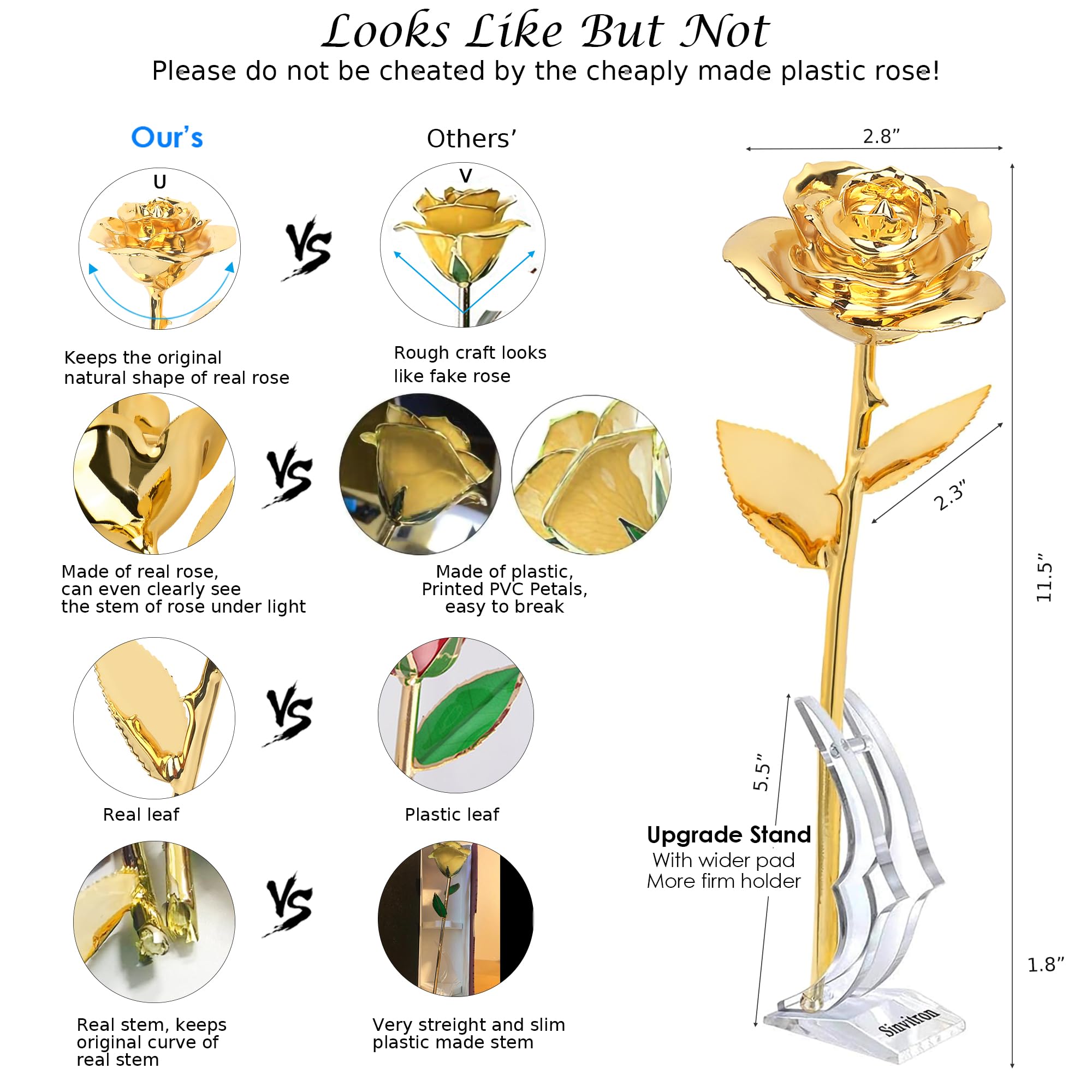 Sinvitron Gold Dipped Rose veins visible highlight natural petal texture