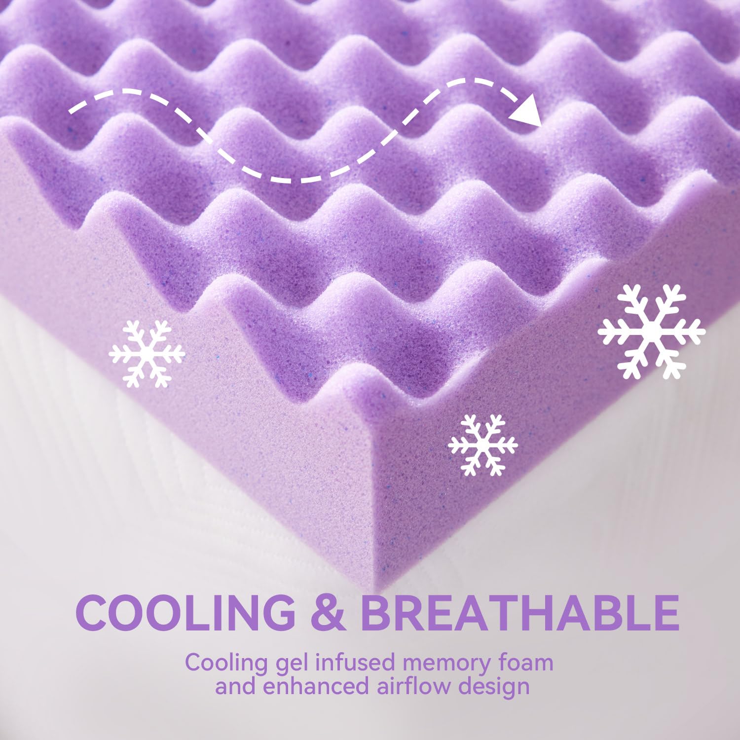 CertiPUR-US certified memory foam topper ensuring long-lasting quality