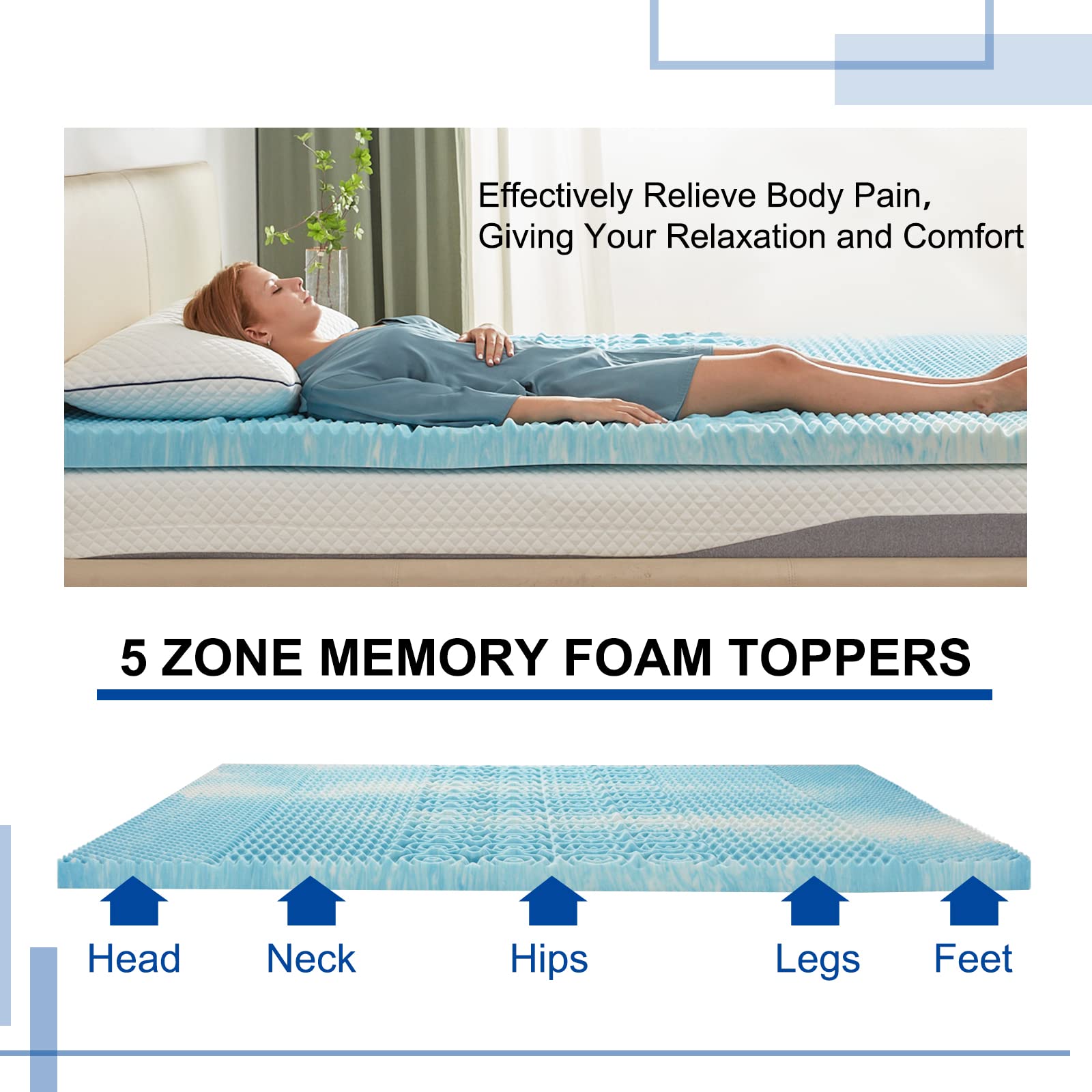 SINWEEK dorm room bed setup with topper on mattress