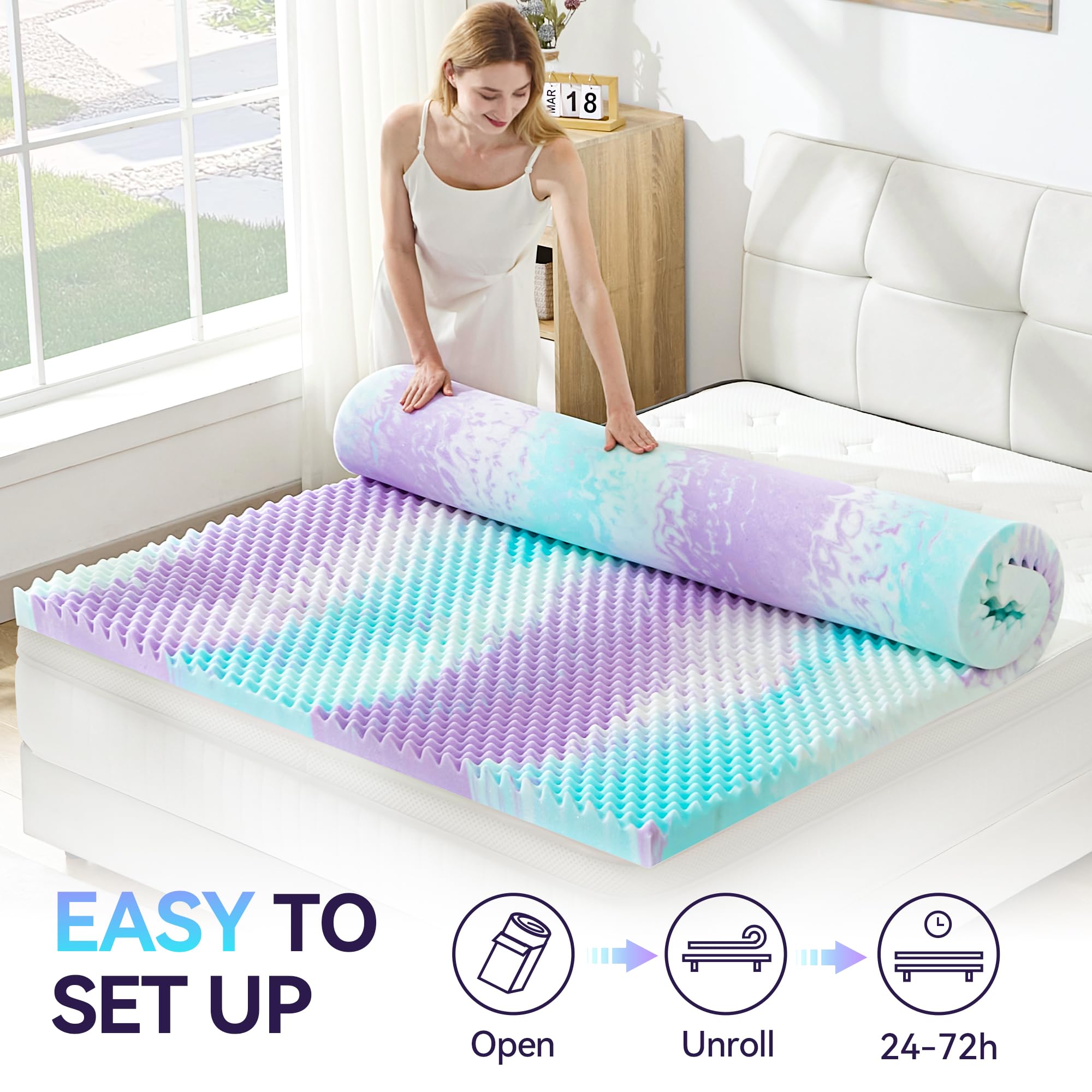 SINWEEK topper uses durable, tear-resistant foam for lasting support.