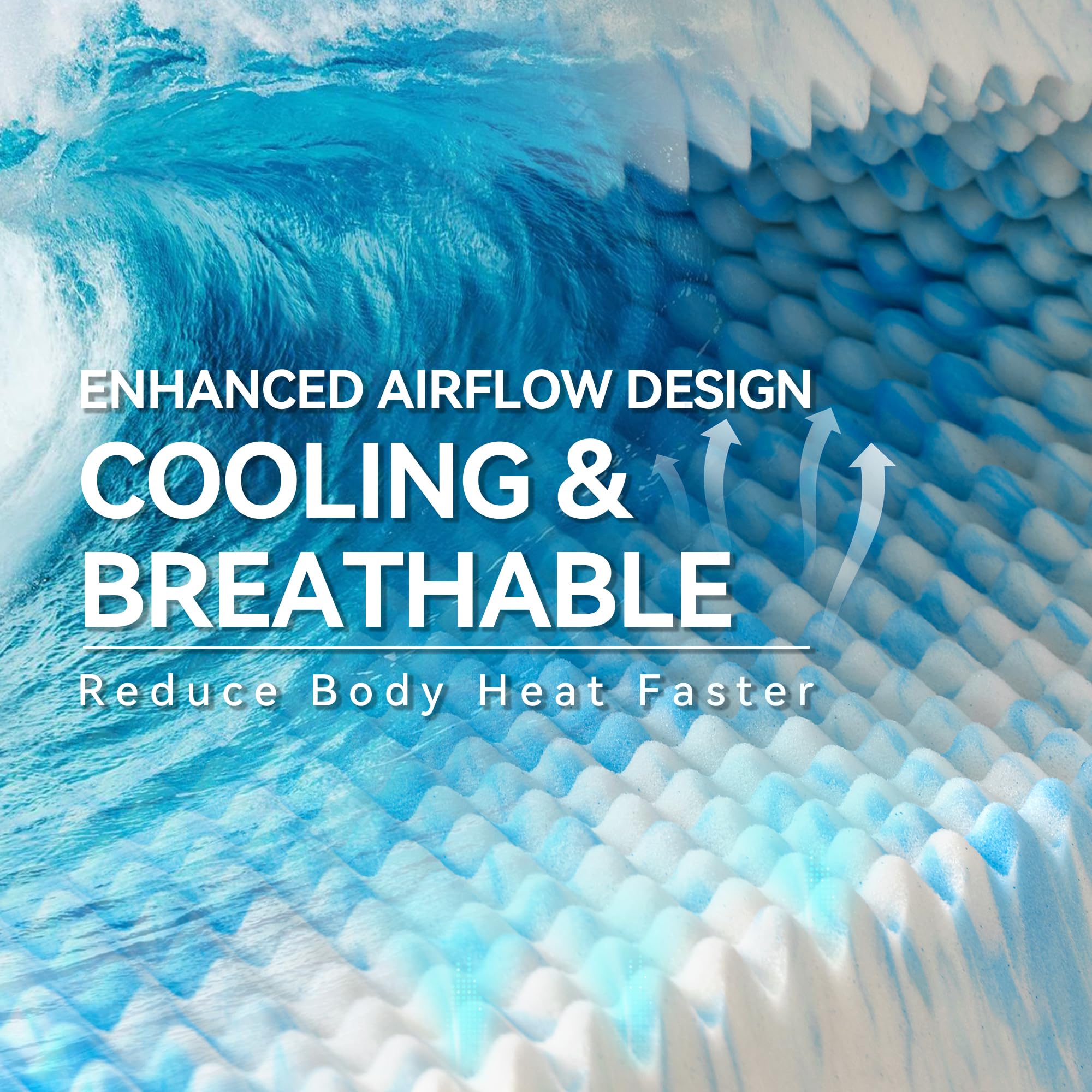 Egg-crate memory foam close-up highlighting enhanced airflow
